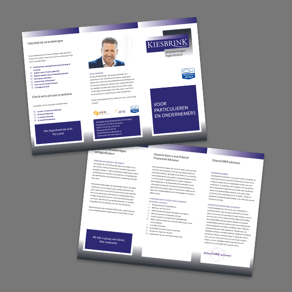 Kiesbrink Verzekeringen - Klant Reclamebureau RAM - folder 3 luik