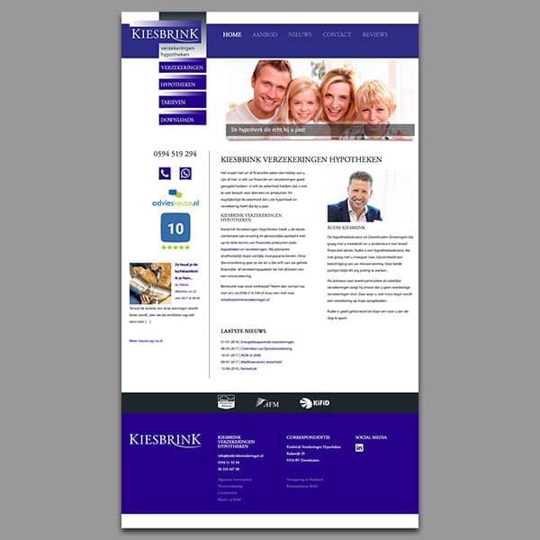 Kiesbrink Verzekeringen - Klant Reclamebureau RAM - ontwerp + onderhoud website